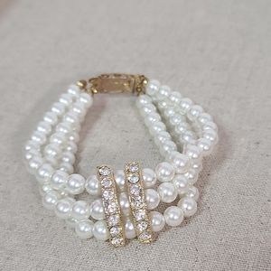 Vintage Triple Strand Faux Pearl Bracelet
